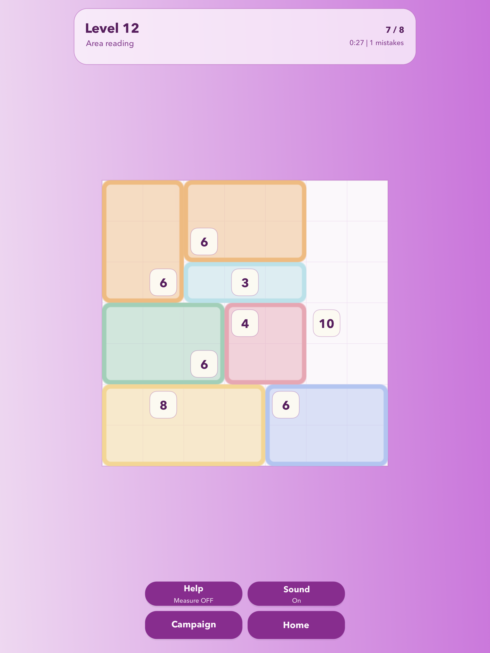 Shikaku on iPad - first gameplay level