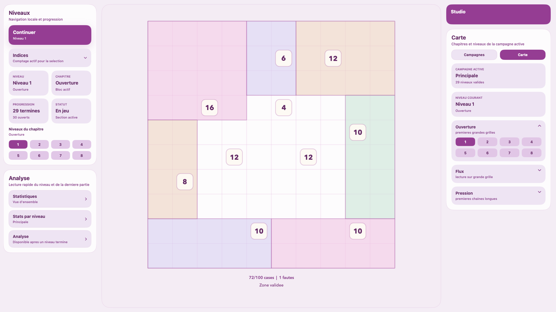Shikaku sur Mac - ecran principal de jeu